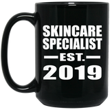 Skincare Specialist Established EST. 2019 - 15oz Coffee Mug Black