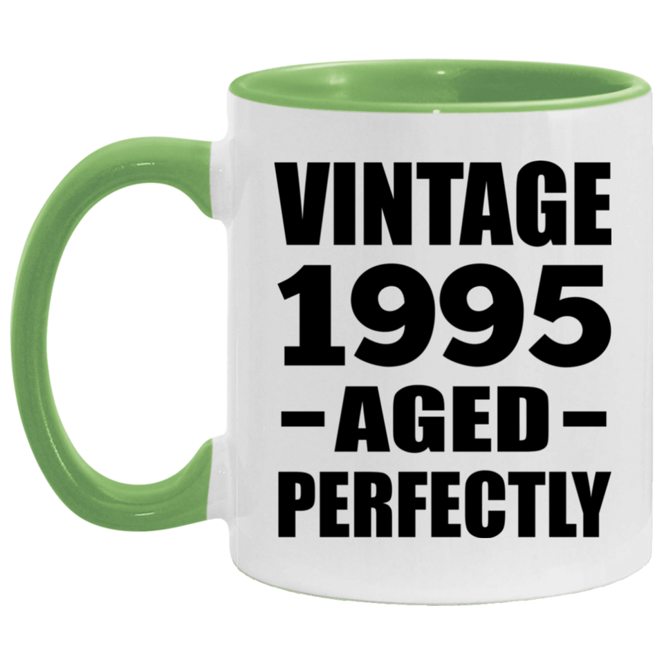 29th Birthday Vintage 1995 Aged Perfectly - 11oz Accent Mug Green