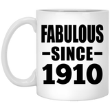 114th Birthday Fabulous Since 1910 - 11oz Coffee Mug