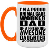 Proud Animal Care Worker Dad Of Awesome Daughter - 15oz Accent Mug Orange