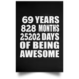 69th Birthday 69 Years 828 Months 25202 Days Of Awesome - Poster Portrait