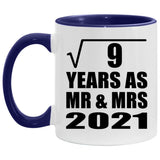 3rd Anniversary Square Root of 9 Years As Mr & Mrs 2021 - 11oz Accent Mug Purple