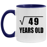 7th Birthday Square Root of 49 Years Old - 11oz Accent Mug Purple