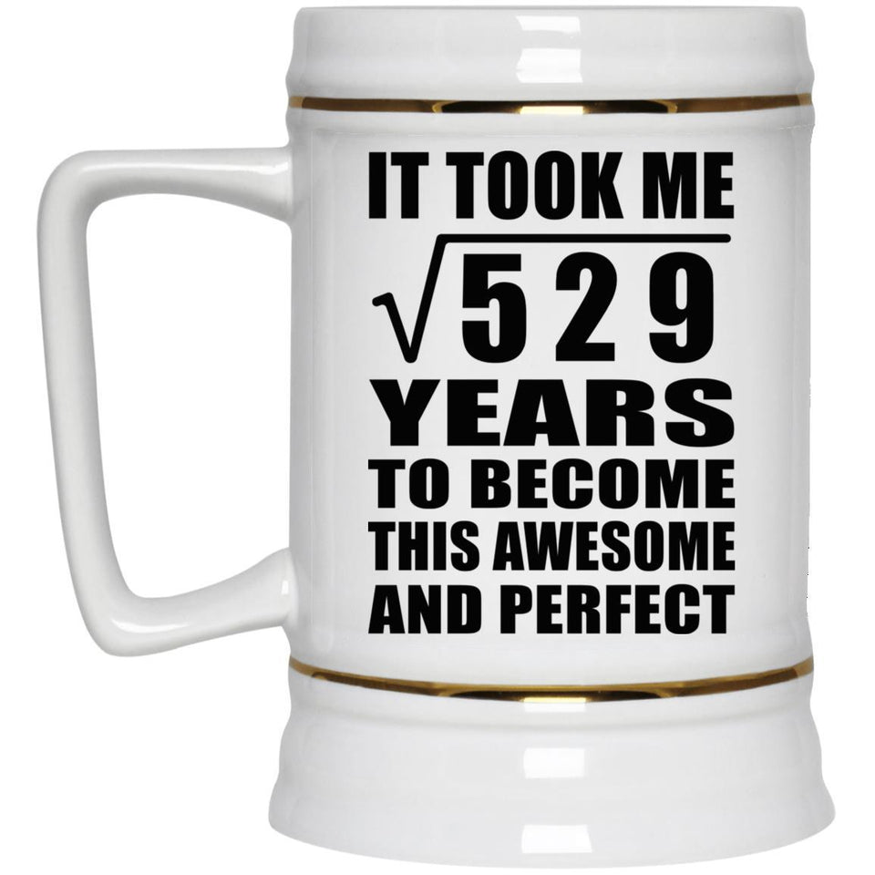 23rd Birthday Took Square Root of 529 Years To Awesome - Beer Stein