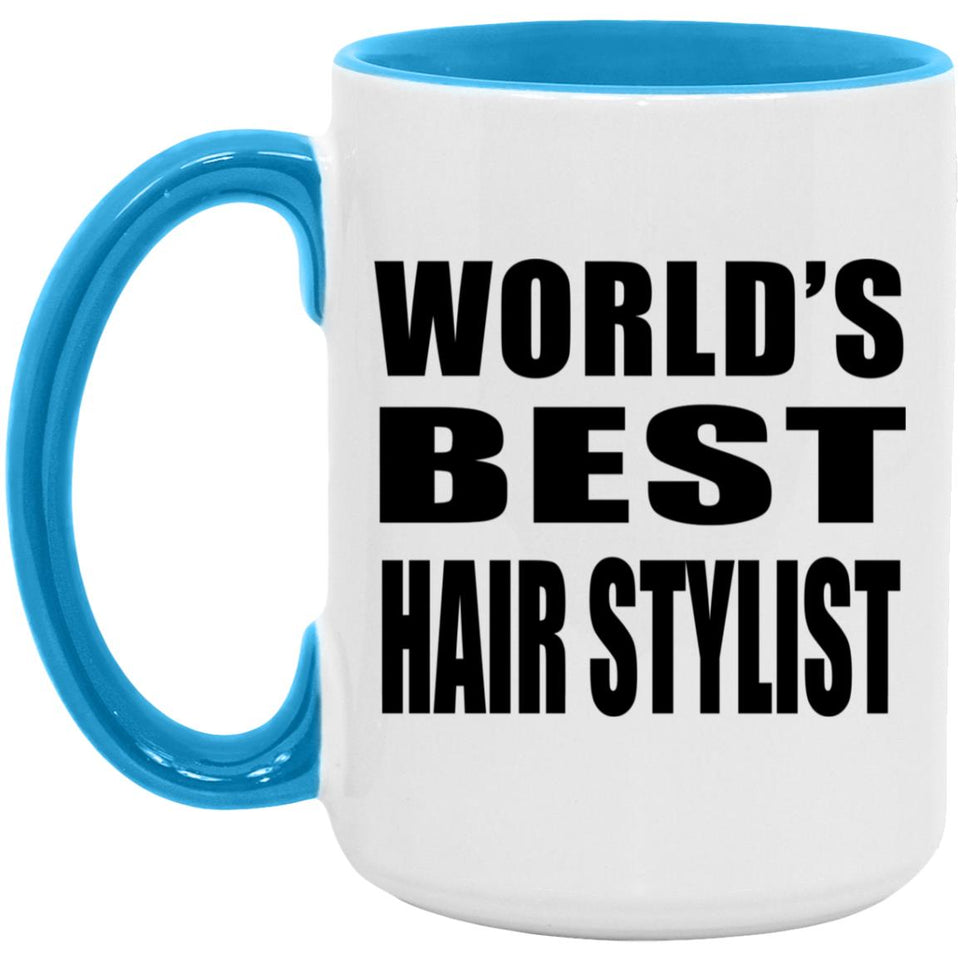 World's Best Hair Stylist - 15oz Accent Mug Blue