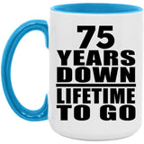 75th Anniversary 75 Years Down Lifetime To Go - 15oz Accent Mug Blue