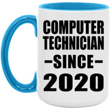 Computer Technician Since 2020 - 15oz Accent Mug Blue
