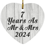 7th Anniversary 7 Years As Mr & Mrs 2024 - Heart Ornament F