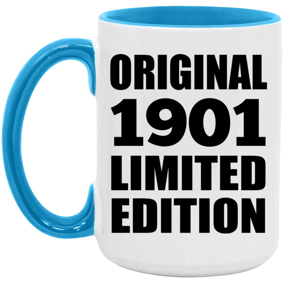 123rd Birthday Original 1901 Limited Edition - 15oz Accent Mug Blue