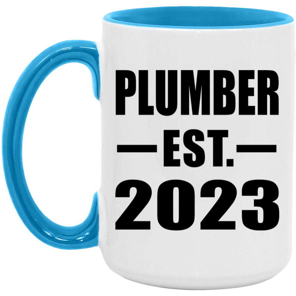 Plumber Established EST. 2023 - 15oz Accent Mug Blue