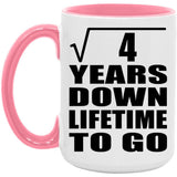 2nd Anniversary Square Root of 4 Years Lifetime To Go - 15oz Accent Mug Pink