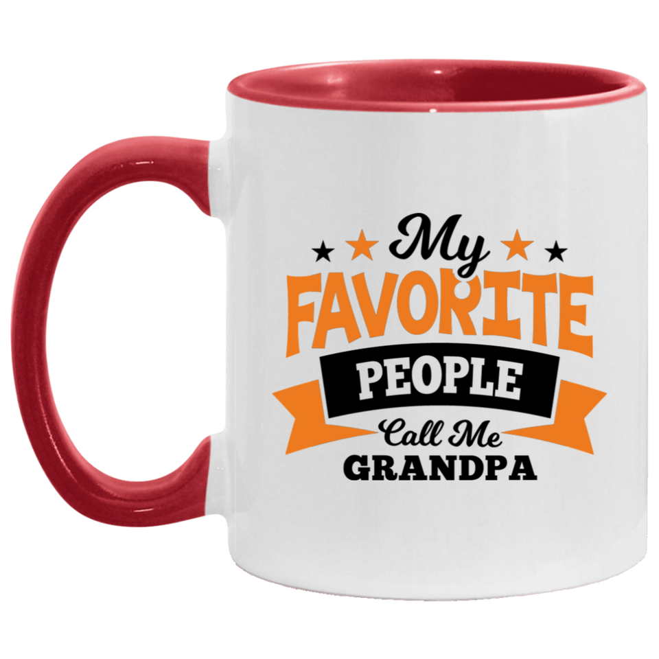 My Favorite People Call Me Grandpa - 11oz Accent Mug Red
