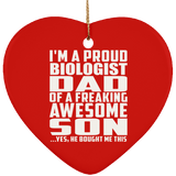 Proud Biologist Dad Of Awesome Son - Heart Ornament