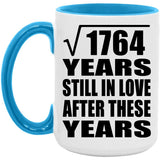 42nd Anniversary Square Root of 1764 Years Still In Love - 15oz Accent Mug Blue