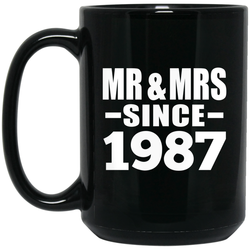 37th Anniversary Mr & Mrs Since 1987 - 15 Oz Coffee Mug Black