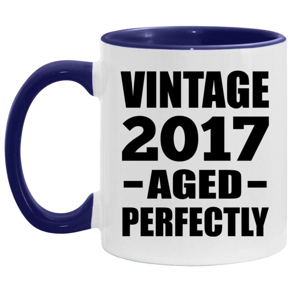 7th Birthday Vintage 2017 Aged Perfectly - 11oz Accent Mug Purple
