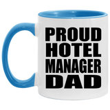 Proud Hotel Manager Dad - 11oz Accent Mug Blue