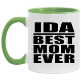 Ida Best Mom Ever - 11oz Accent Mug Green