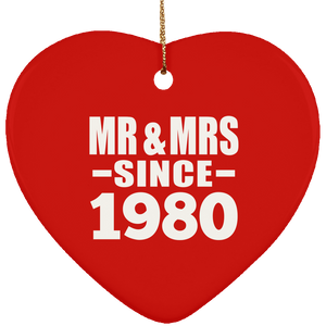 44th Anniversary Mr & Mrs Since 1980 - Heart Ornament