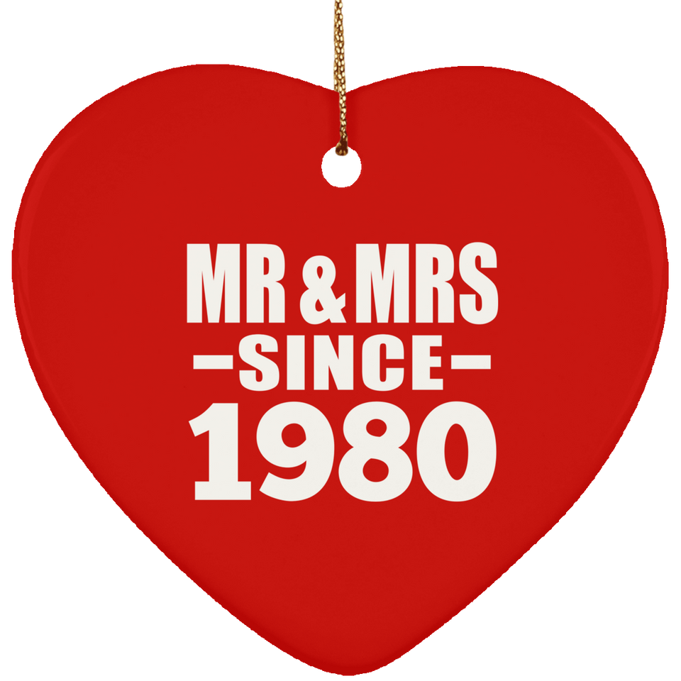 44th Anniversary Mr & Mrs Since 1980 - Heart Ornament