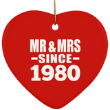 44th Anniversary Mr & Mrs Since 1980 - Heart Ornament