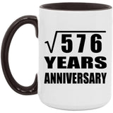 24th Anniversary Square Root of 576 Years Anniversary - 15oz Accent Mug Black