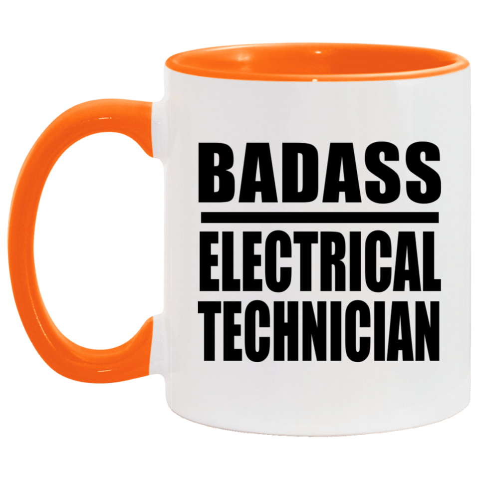 Badass Electrical Technician - 11oz Accent Mug Orange