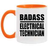 Badass Electrical Technician - 11oz Accent Mug Orange