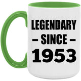 71st Birthday Legendary Since 1953 - 15oz Accent Mug Green