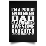 Proud Engineer Dad Of Awesome Daughter - Poster Portrait