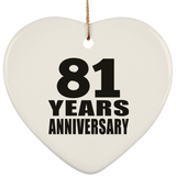 81st Anniversary 81 Years - Heart Ornament