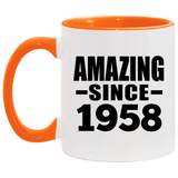 66th Birthday Amazing Since 1958 - 11oz Accent Mug Orange