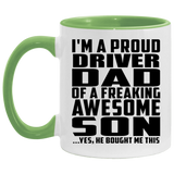 Proud Driver Dad Of Awesome Son - 11oz Accent Mug Green