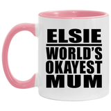 Elsie World's Okayest Mum - 11oz Accent Mug Pink