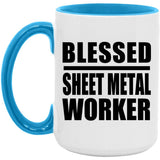 Blessed Sheet Metal Worker - 15oz Accent Mug Blue