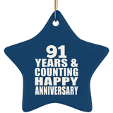 Happy 91st Anniversary 91 Years & Counting - Star Ornament