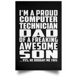 Proud Computer Technician Dad Of Awesome Son - Poster Portrait
