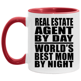 Real Estate Agent By Day World's Best Mom By Night - 11oz Accent Mug Red