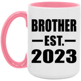Brother Established EST. 2023 - 15oz Accent Mug Pink
