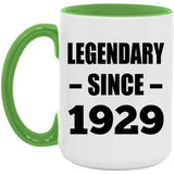 95th Birthday Legendary Since 1929 - 15oz Accent Mug Green