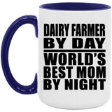 Dairy Farmer By Day World's Best Mom By Night - 15oz Accent Mug Purple