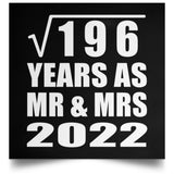 14th Anniversary Square Root of 196 Years As Mr & Mrs 2022 - Poster Square