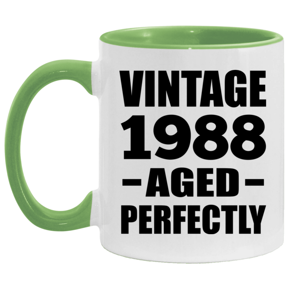 36th Birthday Vintage 1988 Aged Perfectly - 11oz Accent Mug Green