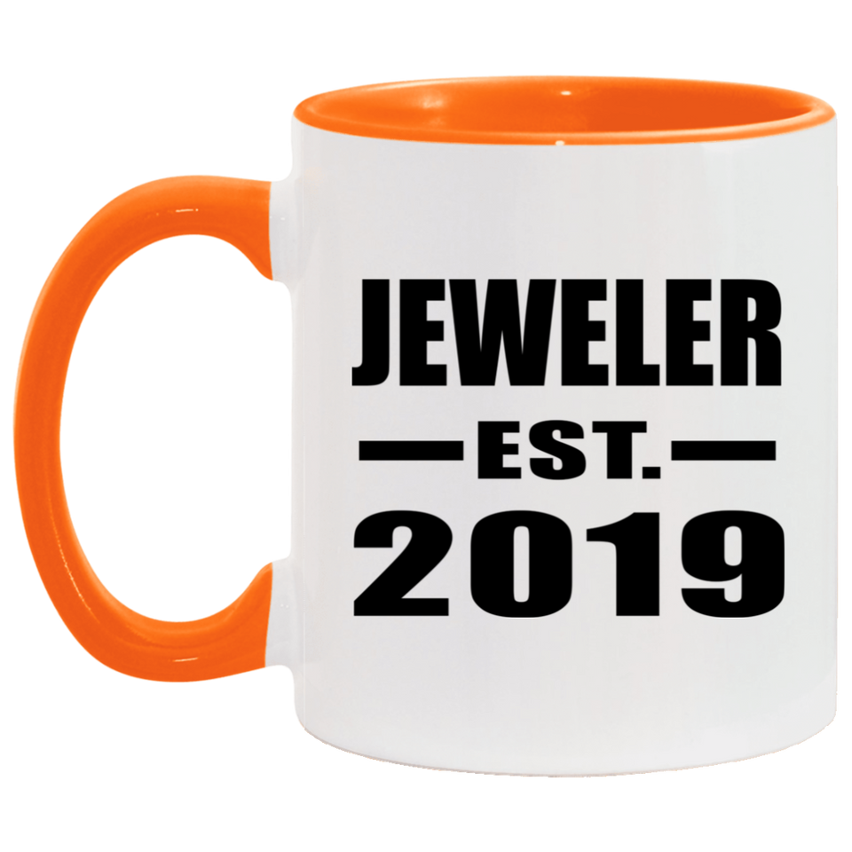 Jeweler Established EST. 2019 - 11oz Accent Mug Orange