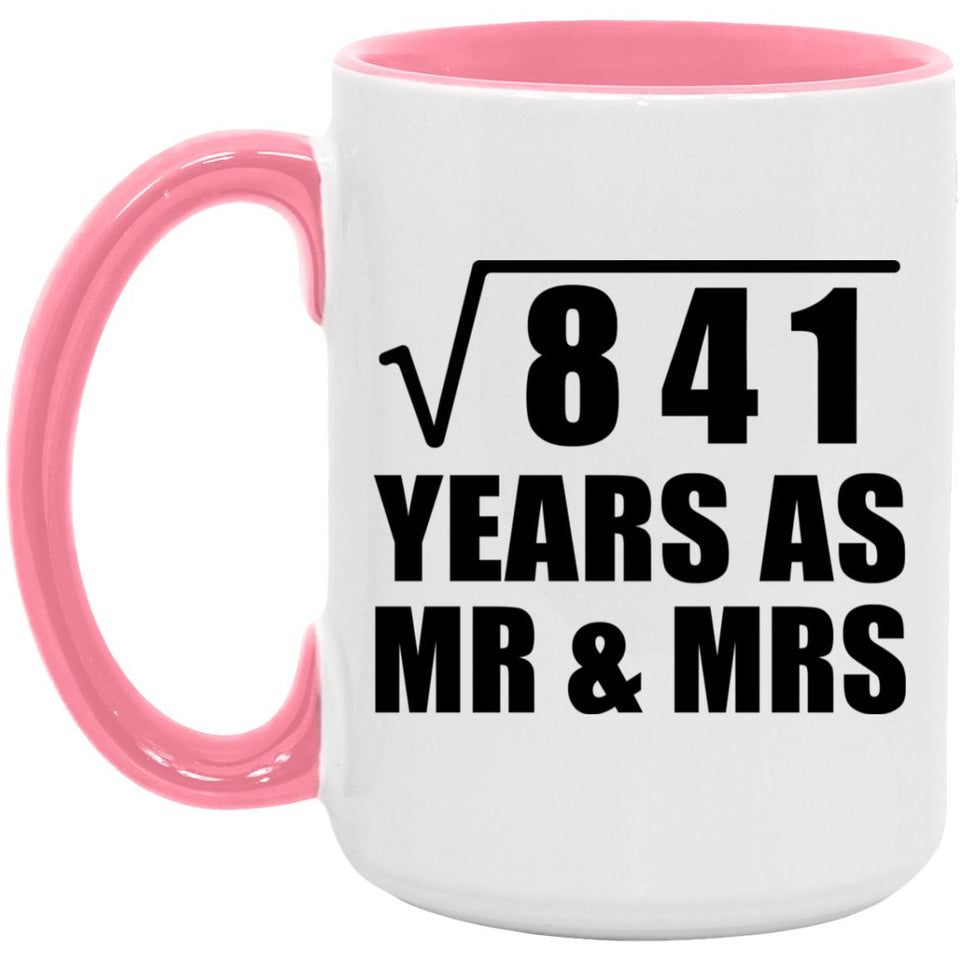 29th Anniversary Square Root of 841 Years As Mr & Mrs - 15oz Accent Mug Pink