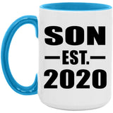 Son Established EST. 2020 - 15oz Accent Mug Blue