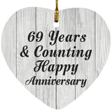 Happy 69th Anniversary 69 Years & Counting - Heart Ornament F