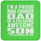 Proud Mail Carrier Dad Of Awesome Son - Drink Coaster