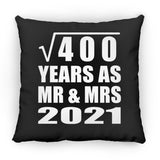 20th Anniversary Square Root of 400 Years As Mr & Mrs 2021 - Throw Pillow Black
