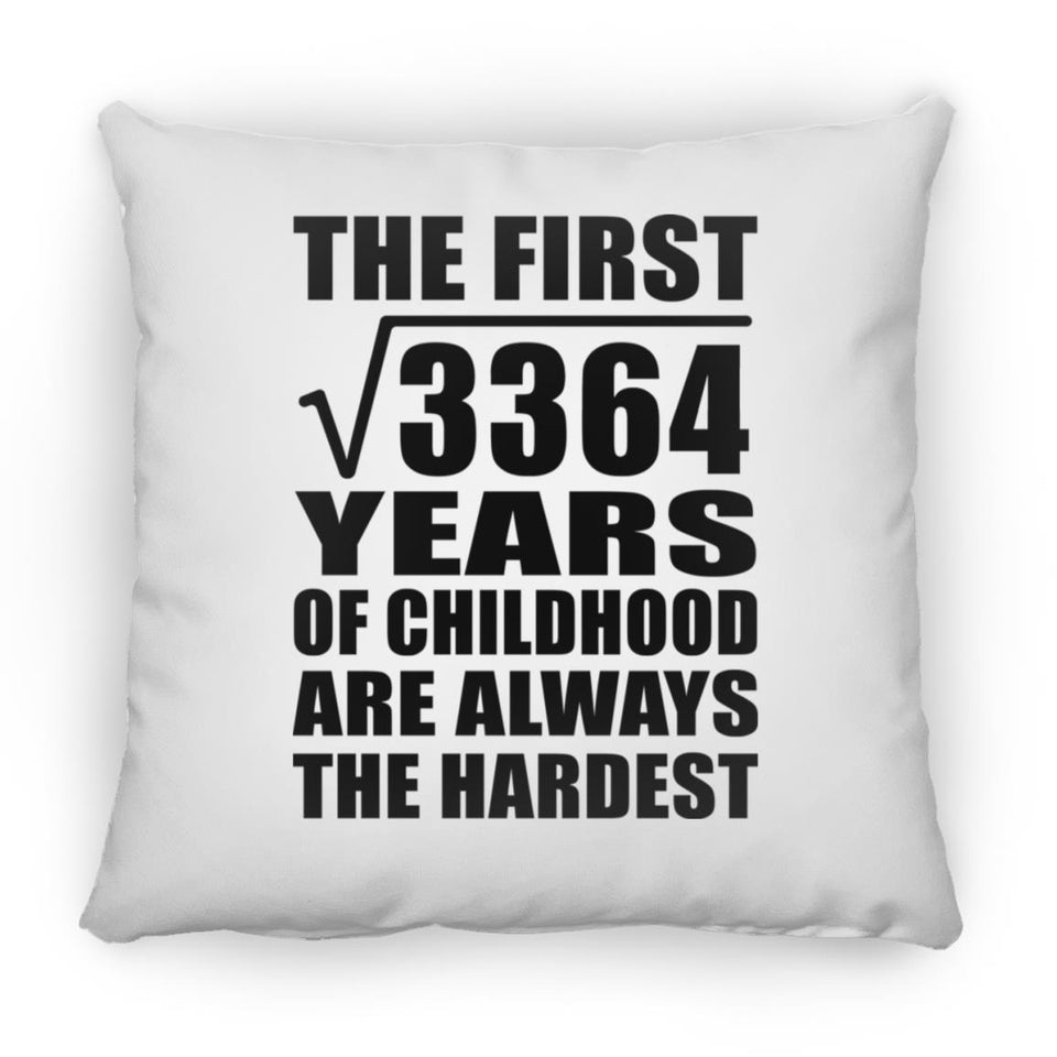 58th Birthday Square Root of 3364 Years of Childhood - Throw Pillow